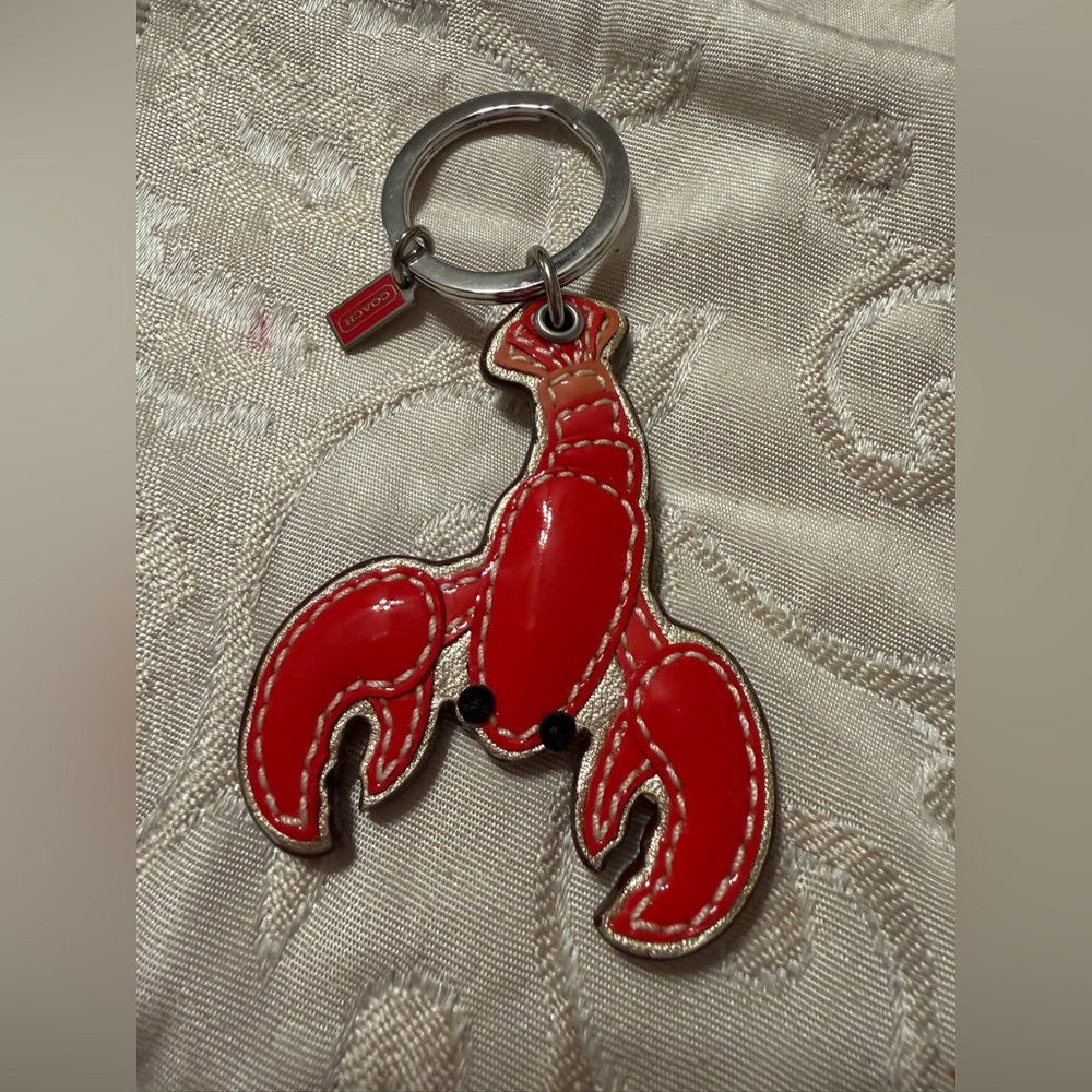 NWOT Coach Red Lobster Leather Keychain